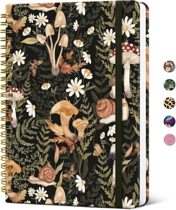 A5 Spiral Notebook, I-Mushroom, 140 College Ruled Pages